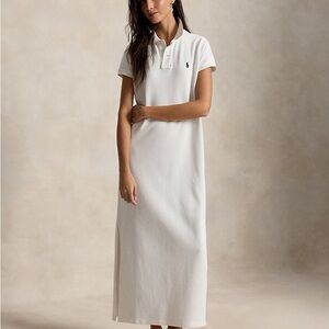 Polo by Ralph Lauren White Polo Midi Dress with Navy Pony